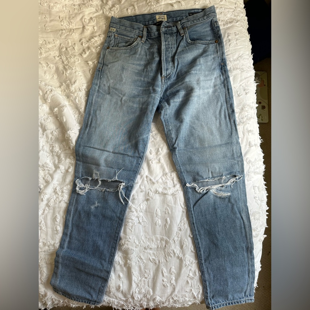 Citizens of humanity light washed distressed jeans